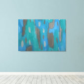 抽象芸術アートプリント（青、緑、灰色） キャンバスプリント (インサイチュ (ウッドフロア))