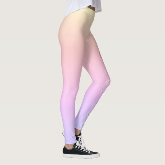 抽象芸術アートペイズリーイエローピンクハンドスケッチ レギンス (右)