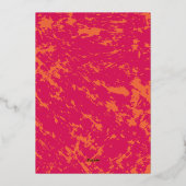 抽象芸術アートホットピンクオレンジモダンゴールデン 箔招待状 (裏面)