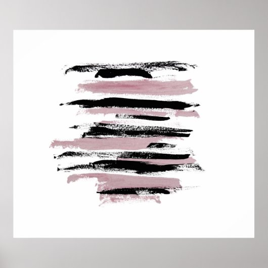 抽象芸術アートポスターピンクと黒のブラシストローク ポスター (正面)