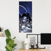 抽象芸術アートポスターメタル反射ブルー ポスター (ホームオフィス)