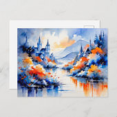 抽象芸術アートポルメイリオンシーサイドタウンランドスケープ シーズンポストカード (正面/裏面)