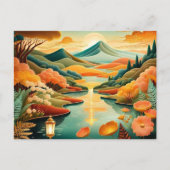 抽象芸術アートマウンテンフォレスト湖風景 ポストカード (正面)