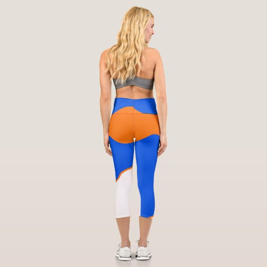 抽象芸術アートミニマリスパステルオレンジブルー カプリレギンス (裏面)