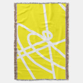 抽象芸術アートミニマリズム白い線ブルーブランケット スローブランケット (正面縦)