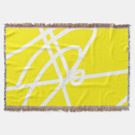 抽象芸術アートミニマリズム白い線ブルーブランケット スローブランケット