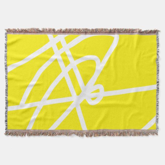 抽象芸術アートミニマリズム白い線ブルーブランケット スローブランケット (正面)