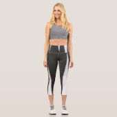 抽象芸術アートミニマリズム白線 カプリレギンス (正面)