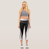 抽象芸術アートミニマリズム白黒ライン カプリレギンス (正面)