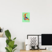 抽象芸術アートミントグリーンモダンアート絵を描スプラッシュ ポスター (ホームオフィス)