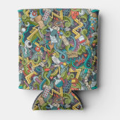 抽象芸術アートメディカルアイコンのパターン 缶クーラー (正面)