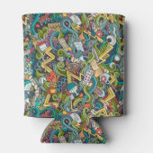 抽象芸術アートメディカルアイコンのパターン 缶クーラー (裏面)