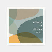 抽象芸術アートモダングリーンセージティール（緑がかった色）カスタムウェディング スタンダードカクテルナプキン (正面)