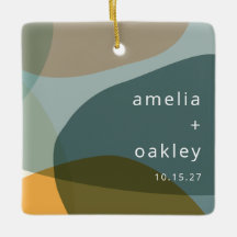 抽象芸術アートモダングリーンセージティール（緑がかった色）カスタムウェディング