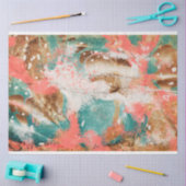 抽象芸術アートモダンティール（緑がかった色）ピンク金ゴールドデカップページ 薄葉紙 (クラフト)