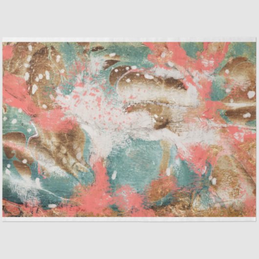 抽象芸術アートモダンティール（緑がかった色）ピンク金ゴールドデカップページ 薄葉紙 (正面)