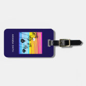 抽象芸術アートモダントロピカルサンセットセーリング ラゲッジタグ (正面横)