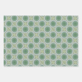 抽象芸術アートモダン春フローラルパターングリーン ラッピングペーパーシート (正面2)