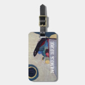 抽象芸術アートラゲッジタグ付き/レザーストラップ ラゲッジタグ (正面縦)