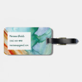 抽象芸術アートラゲッジタグ:カスタムイニシャルレッドティール(緑がかった色) ラゲッジタグ (裏面横)