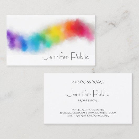 抽象芸術アートレインボーカラーモダンエレガントトレンディー 名刺 (正面/裏面)