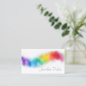 抽象芸術アートレインボーカラーモダンエレガントトレンディー 名刺 (スタンド正面)