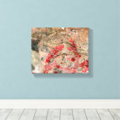 抽象芸術アートレッドイエローグリーンブラウンブラックトレンディー キャンバスプリント (インサイチュ (ウッドフロア))