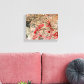 抽象芸術アートレッドイエローグリーンブラウンブラックトレンディー キャンバスプリント (インサイチュ (リビング))