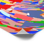 抽象芸術アートレッドブルーイエローローズ金ゴールド ポスター (角)