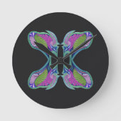 抽象芸術アートワークカラフル – 神秘的な蝶 ラウンド壁時計 (正面)