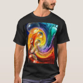 抽象芸術アートワーク男性の基本的な黒のTシャツ Tシャツ (正面)