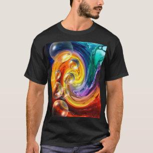 抽象芸術アートワーク男性の基本的な黒のTシャツ Tシャツ