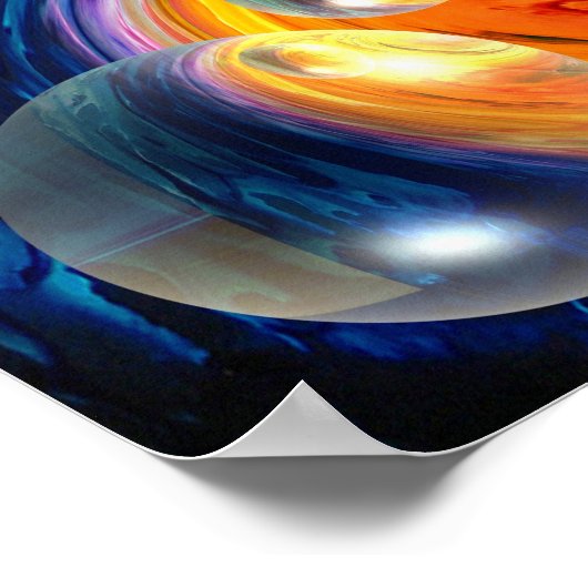 抽象芸術アートワーク赤い黄色の緑 ポスター (角)