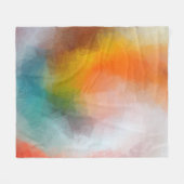 抽象芸術アートワーク赤オレンジ色の緑 フリースブランケット (正面(横))