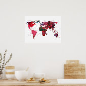 抽象芸術アートワールドマップ ポスター (キッチン)