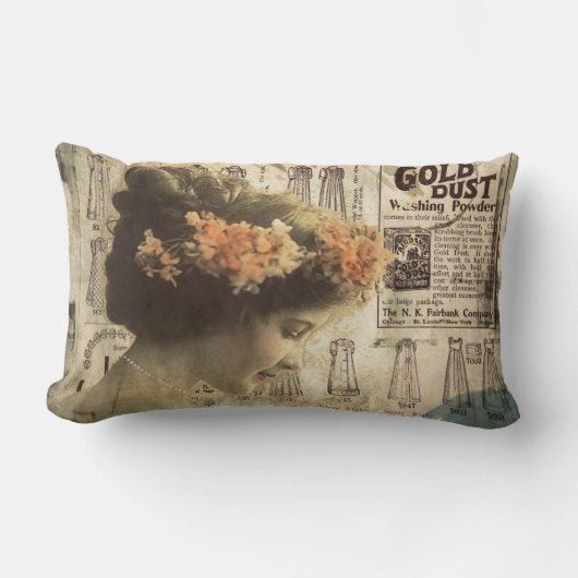 抽象芸術アートヴィンテージガールウェアファッションルンバー ランバークッション (正面)