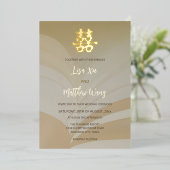 抽象芸術アート中国のベージュ結婚ズ 箔招待状 (立ち正面)