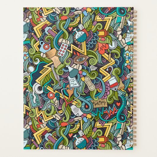 抽象芸術アート医療アイコンパターン プランナー手帳 (裏面)