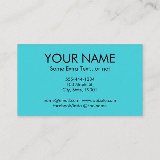 抽象芸術アート名刺ターコイズアクアブルー 名刺 (裏面)