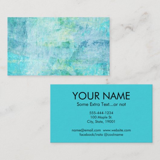 抽象芸術アート名刺ターコイズアクアブルー 名刺 (正面/裏面)