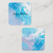 抽象芸術アート名刺テンプレートの青いスプラッシュ スクエア名刺 (正面/裏面)