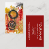 抽象芸術アート名刺 – 赤金ゴールド白黒 名刺 (正面/裏面)