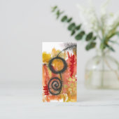 抽象芸術アート名刺 – 赤金ゴールド白黒 名刺 (スタンド正面)