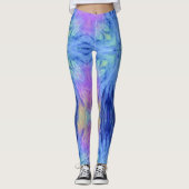 抽象芸術アート女性のためのピンク色の紫レギンス レギンス (正面)