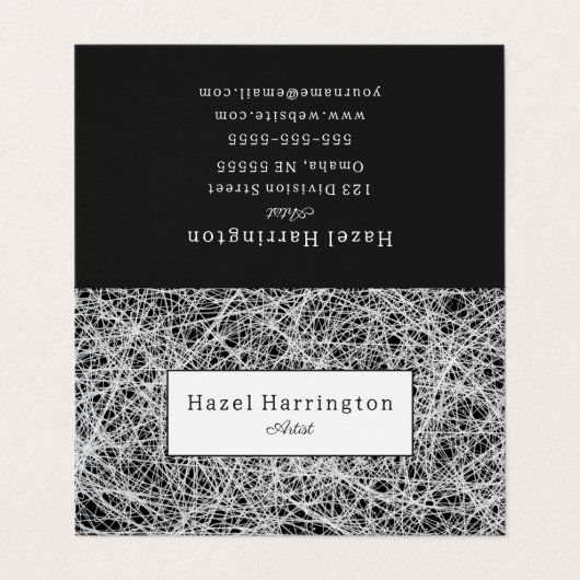 抽象芸術アート折り畳み名刺白黒 名刺 (外部フラット)