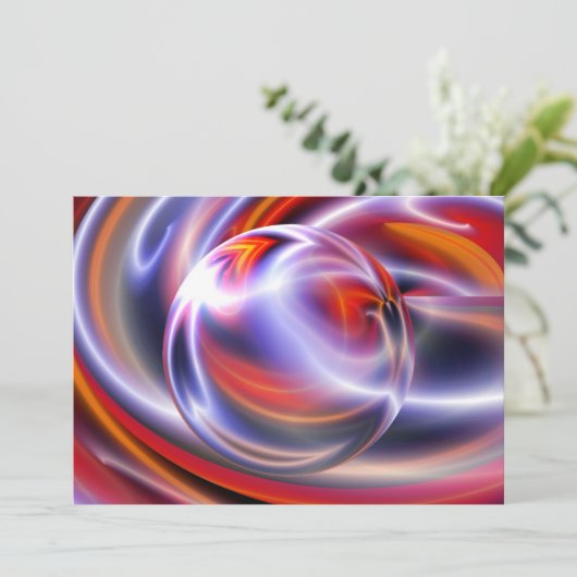 抽象芸術アート招待状-抽象芸術球と波 招待状 (スタンド正面)