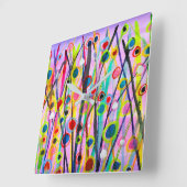 抽象芸術アート横カラフル水彩 スクエア壁時計 (傾斜)