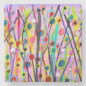 抽象芸術アート横カラフル水彩 ストーンコースター (正面)