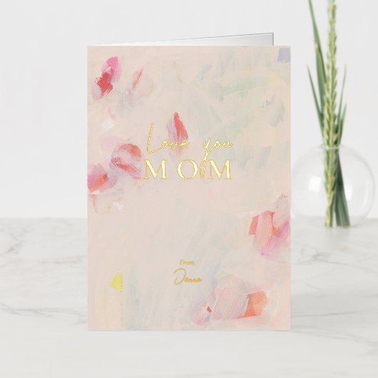 抽象芸術アート母の日あなたを愛する母 箔グリーティングカード (正面)