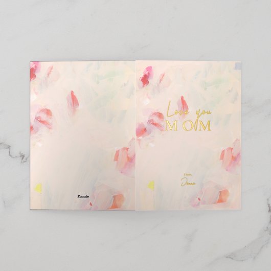 抽象芸術アート母の日あなたを愛する母 箔グリーティングカード (外側レイダウン)